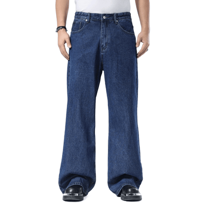 Plaid&Plain Men's Dark Stone Baggy Jeans | Wide Leg Denim Pants for Hip Hop & Skateboarding - Plaid&Plain-B01-Dark Stone-28X28