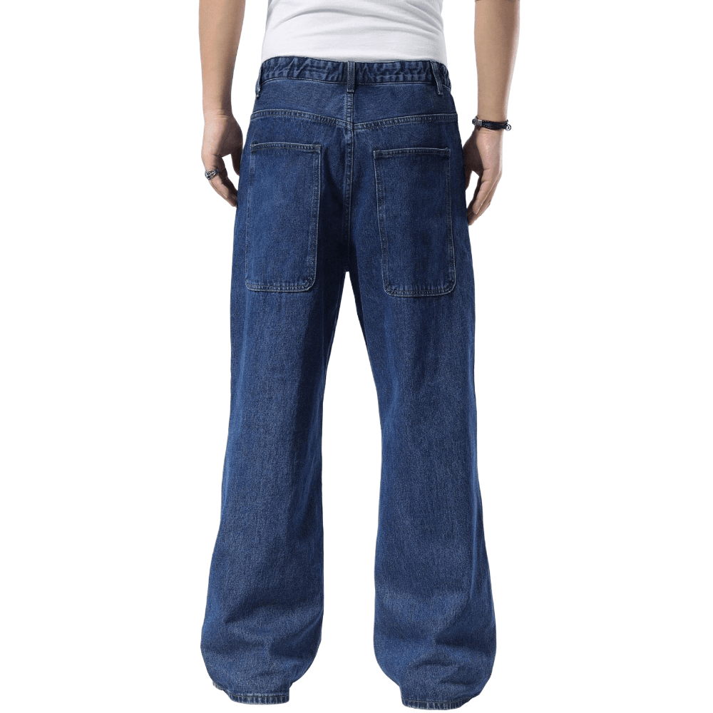 Plaid&Plain Men's Dark Stone Baggy Jeans | Wide Leg Denim Pants for Hip Hop & Skateboarding - Plaid&Plain-B01-Dark Stone-28X28