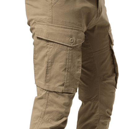 Plaid&Plain Men's Dark Pebble Khaki Slim Fit Cargo Pants | Tactical Utility with Articulated Knees | Outdoor Hiking & Workwear - Plaid&Plain-C804-Dark Pebble Khaki-28X28