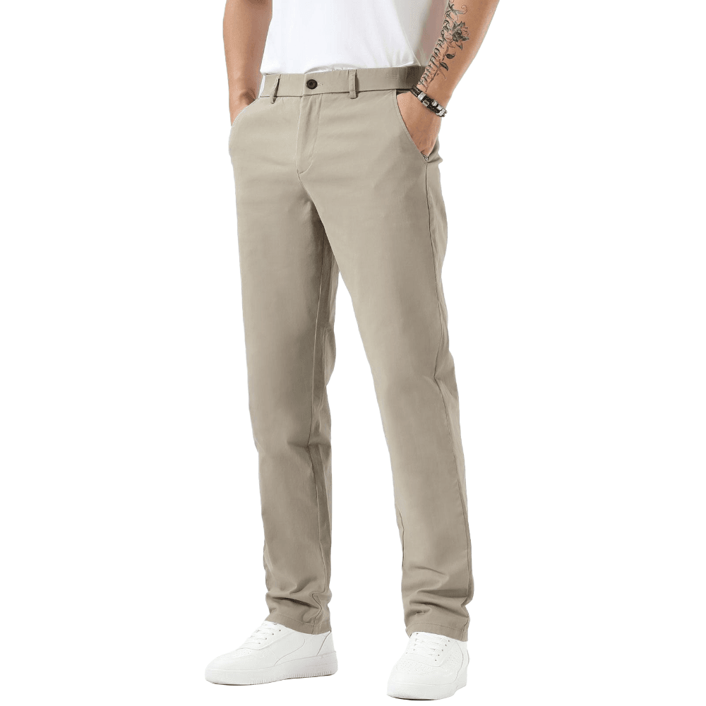 Plaid&Plain Taupe Men’s Slim Fit Chinos | Men’s Tapered Chino Pants - Plaid&Plain-8801-Taupe-27X28