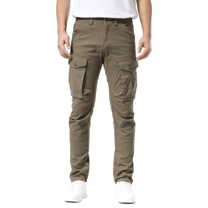 Plaid&Plain Men's Burly Wood Slim Fit Cargo Pants | Tactical Utility with Articulated Knees | Outdoor Hiking & Workwear - Plaid&Plain-C804-Burly Wood-28X28