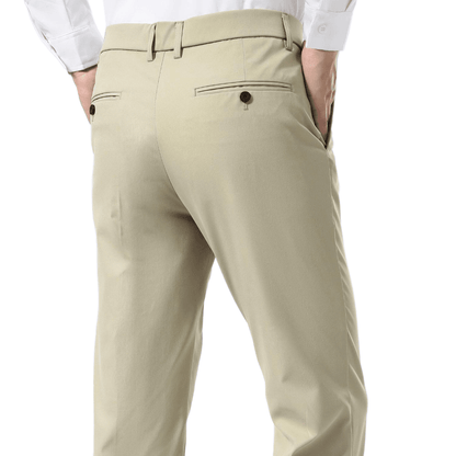 Plaid&Plain Beige Men's Dress Pants | Slim Fit Stretch Comfy Dress Pants - Plaid&Plain-8802-Beige-28x28