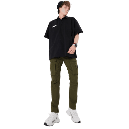 Plaid&Plain Men's Olive Slim Fit Cargo Pants | Tactical Utility with Articulated Knees | Outdoor Hiking & Workwear - Plaid&Plain-C804-Olive-28X28