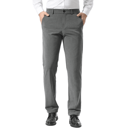 Plaid&Plain Medium Heather Grey Men’s Slim - Fit Dress Pants | Stretch Dress Pants - Plaid&Plain-8101-Medium Heather Grey-27X28