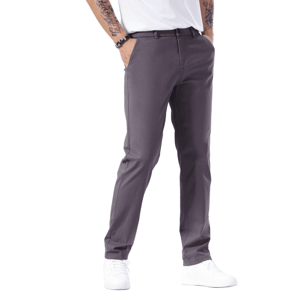 Plaid&Plain Grey Men’s Slim - Fit Chinos| Men’s Tapered Chino Pants - Plaid&Plain-8801-Grey-27X28