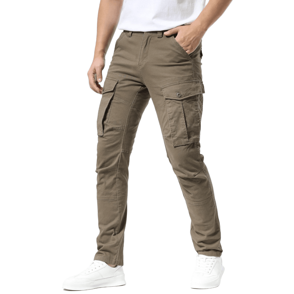Plaid&Plain Men's Burly Wood Slim Fit Cargo Pants | Tactical Utility with Articulated Knees | Outdoor Hiking & Workwear - Plaid&Plain-C804-Burly Wood-28X28