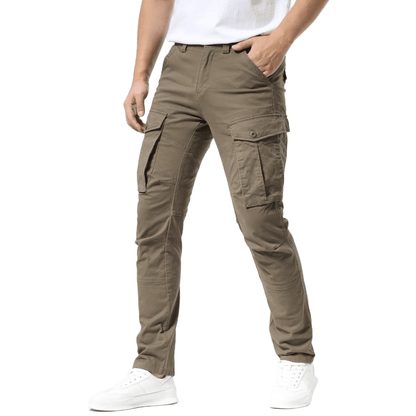 Plaid&Plain Men's Burly Wood Slim Fit Cargo Pants | Tactical Utility with Articulated Knees | Outdoor Hiking & Workwear - Plaid&Plain-C804-Burly Wood-28X28
