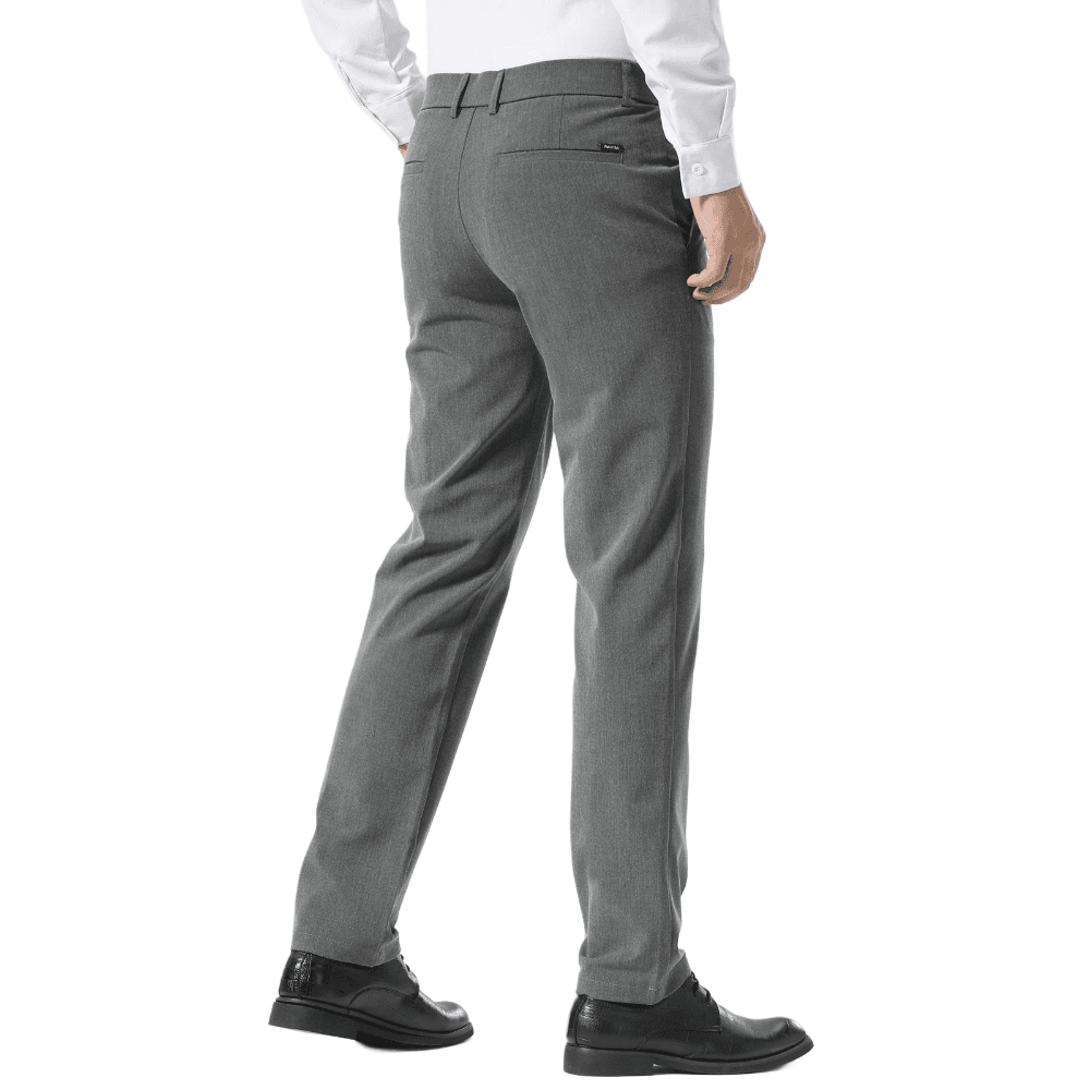 Plaid&Plain Medium Heather Grey Men’s Slim - Fit Dress Pants | Stretch Dress Pants - Plaid&Plain-8101-Medium Heather Grey-27X28