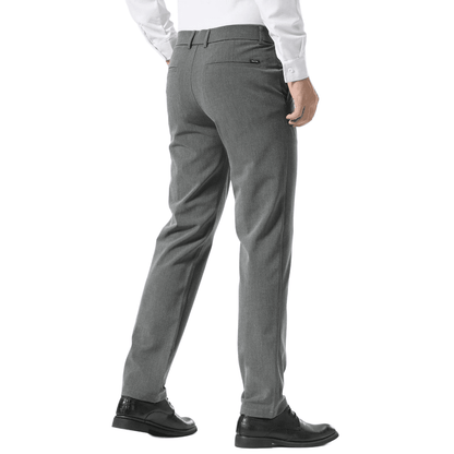 Plaid&Plain Medium Heather Grey Men’s Slim - Fit Dress Pants | Stretch Dress Pants - Plaid&Plain-8101-Medium Heather Grey-27X28