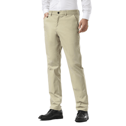 Plaid&Plain Beige Men's Dress Pants | Slim Fit Stretch Comfy Dress Pants - Plaid&Plain-8802-Beige-28x28