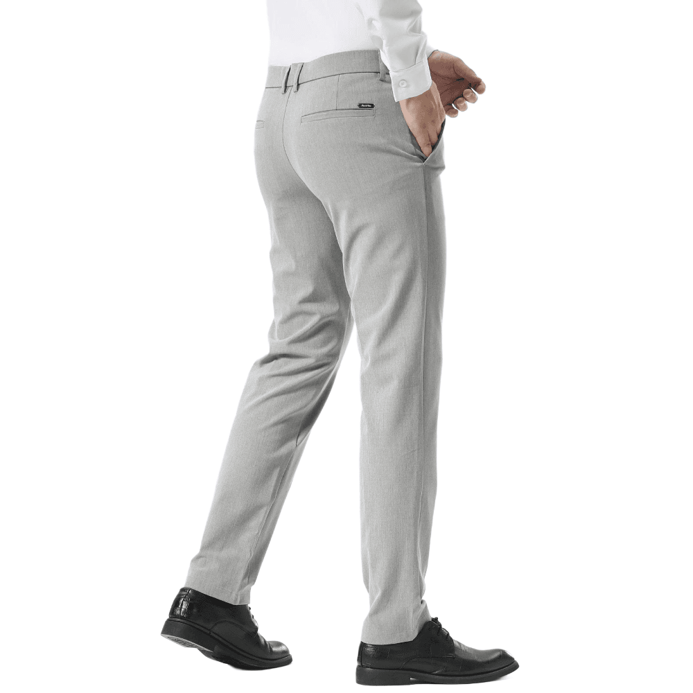Plaid&Plain Light Heather Grey Men’s Slim - Fit Dress Pants | Stretch Dress Pants - Plaid&Plain-8101-Light Heather Grey-27X28