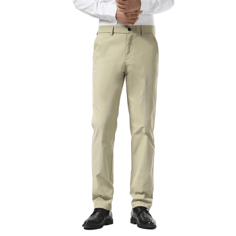 Plaid&Plain Beige Men's Dress Pants | Slim Fit Stretch Comfy Dress Pants - Plaid&Plain-8802-Beige-28x28