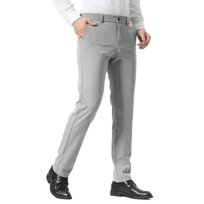 Plaid&Plain Light Heather Grey Men’s Slim - Fit Dress Pants | Stretch Dress Pants - Plaid&Plain-8101-Light Heather Grey-27X28