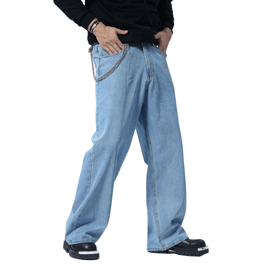 Plaid&Plain Men's Antique Baggy Jeans | Wide Leg Denim Pants for Hip Hop & Skateboarding - Plaid&Plain-B01-Antique-28X28