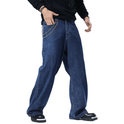 Plaid&Plain Men's Dark Stone Baggy Jeans | Wide Leg Denim Pants for Hip Hop & Skateboarding - Plaid&Plain-B01-Dark Stone-28X28