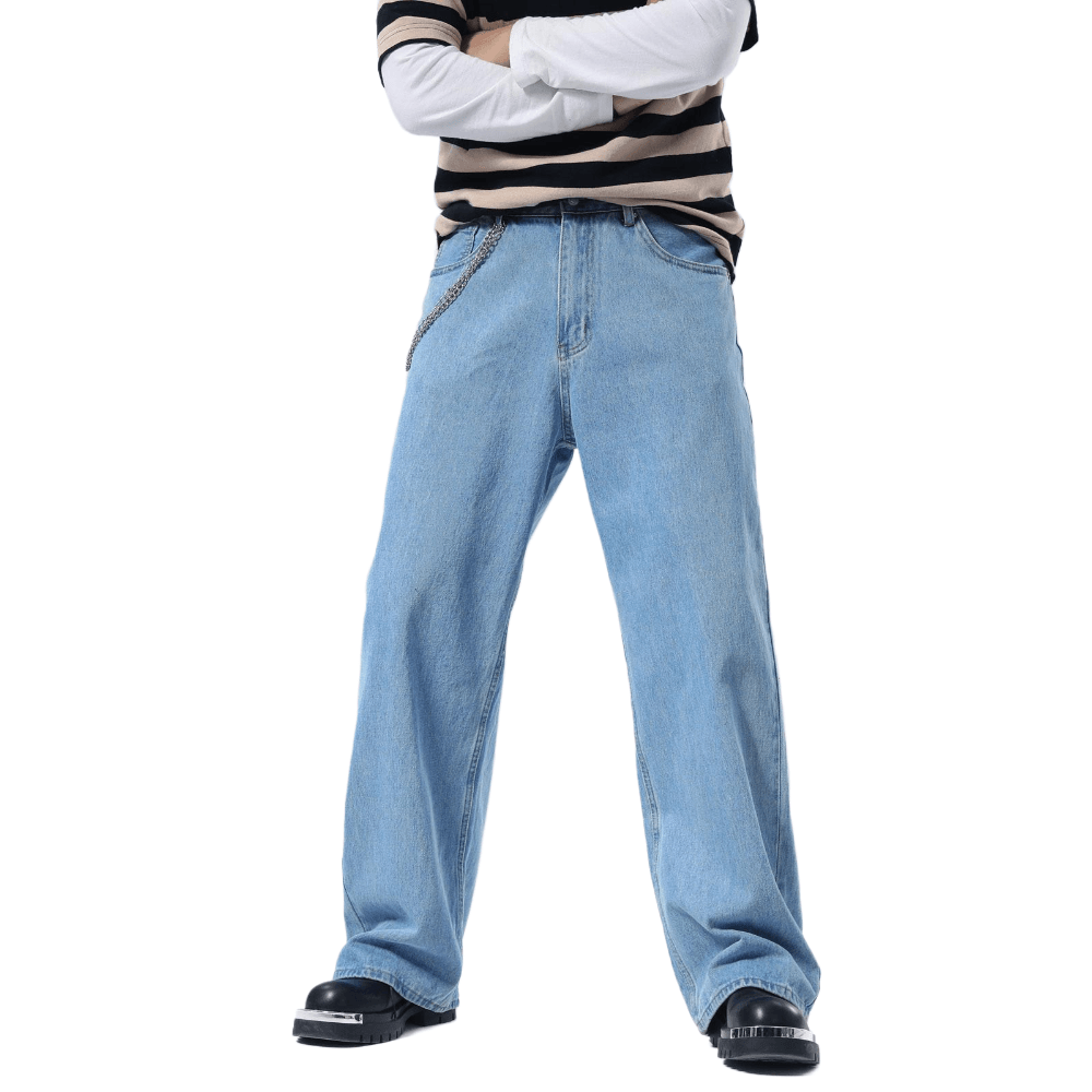 Plaid&Plain Men's Antique Baggy Jeans | Wide Leg Denim Pants for Hip Hop & Skateboarding - Plaid&Plain-B01-Antique-28X28