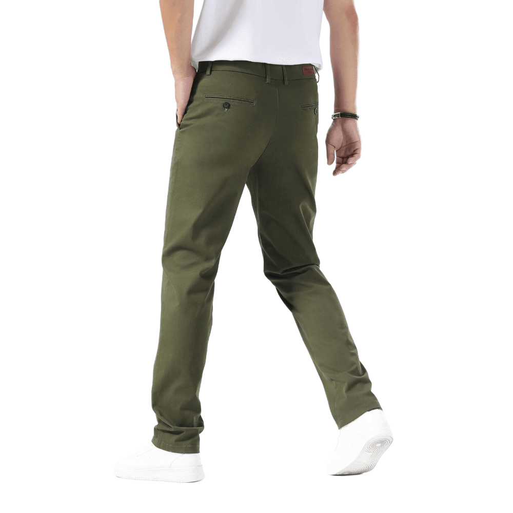 Plaid&Plain Olive Men’s Slim - Fit Chinos| Men’s Tapered Chino Pants - Plaid&Plain-8801-Olive-27X28