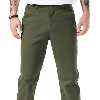 Plaid&Plain Olive Men’s Slim - Fit Chinos| Men’s Tapered Chino Pants - Plaid&Plain-8801-Olive-27X28