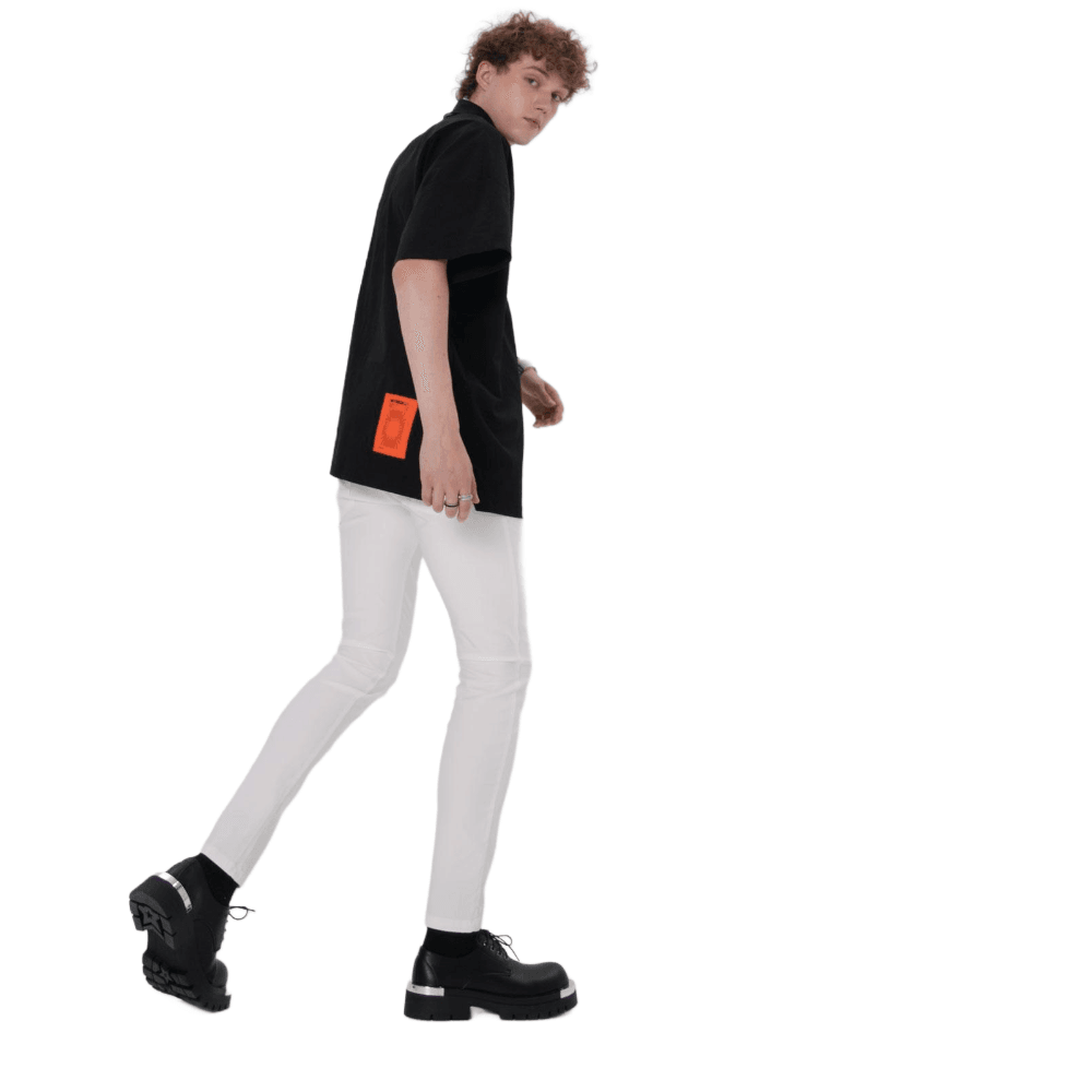 Plaid&Plain Men's White Skinny Stretchy Chinos| Slim Fit Slacks Tapered Trousers - Plaid&Plain-7301-White-28X28