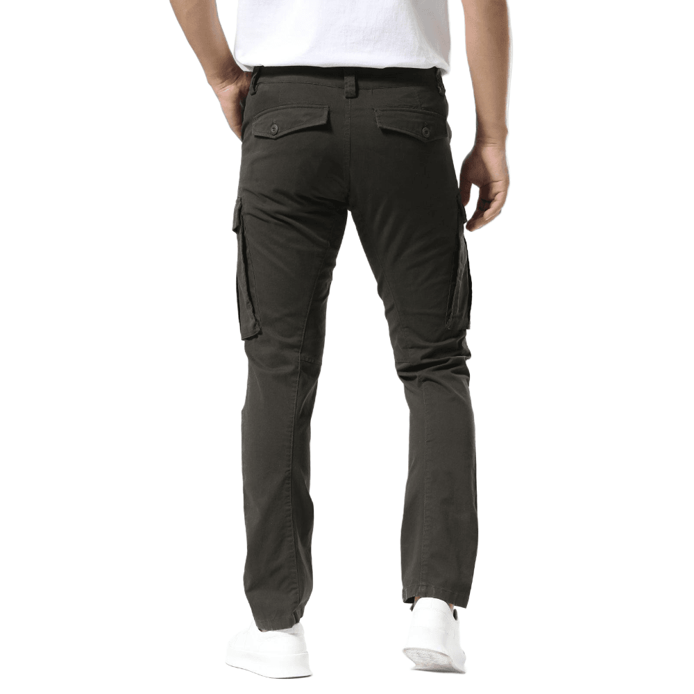 Plaid&Plain Men's Charcoal Slim Fit Cargo Pants | Tactical Utility with Articulated Knees | Outdoor Hiking & Workwear - Plaid&Plain-C804-Charcoal-28X28