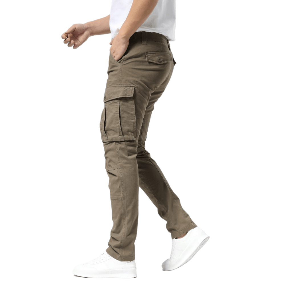 Plaid&Plain Men's Burly Wood Slim Fit Cargo Pants | Tactical Utility with Articulated Knees | Outdoor Hiking & Workwear - Plaid&Plain-C804-Burly Wood-28X28