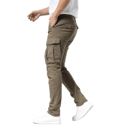 Plaid&Plain Men's Burly Wood Slim Fit Cargo Pants | Tactical Utility with Articulated Knees | Outdoor Hiking & Workwear - Plaid&Plain-C804-Burly Wood-28X28