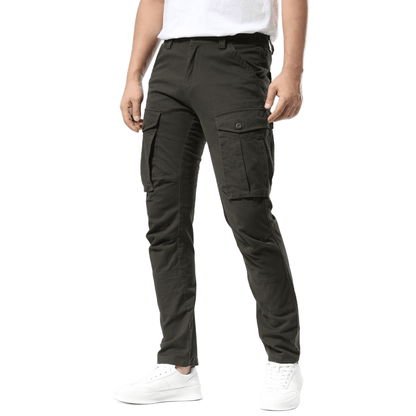 Plaid&Plain Men's Charcoal Slim Fit Cargo Pants | Tactical Utility with Articulated Knees | Outdoor Hiking & Workwear - Plaid&Plain-C804-Charcoal-28X28