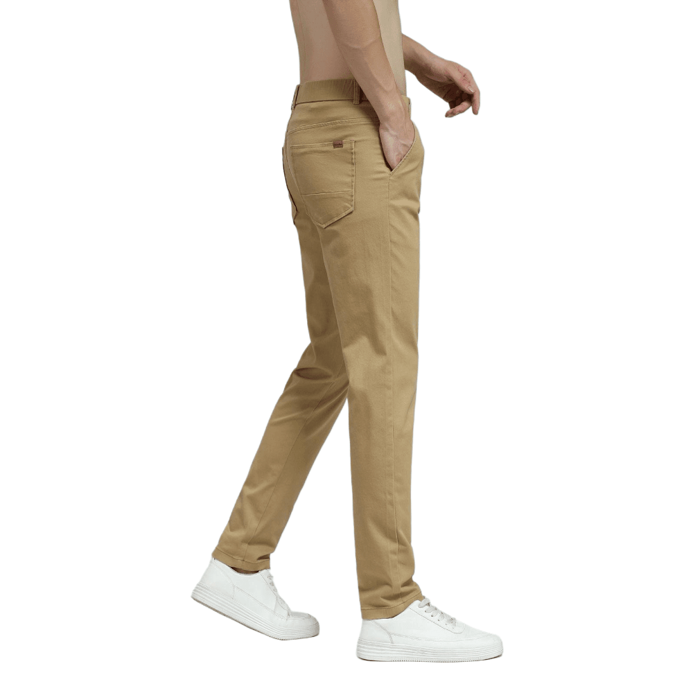 Plaid&Plain Men's British Khaki Skinny Chinos | Slacks Tapered Trousers Suit Pants - Plaid&Plain-819-British Khaki-27X28
